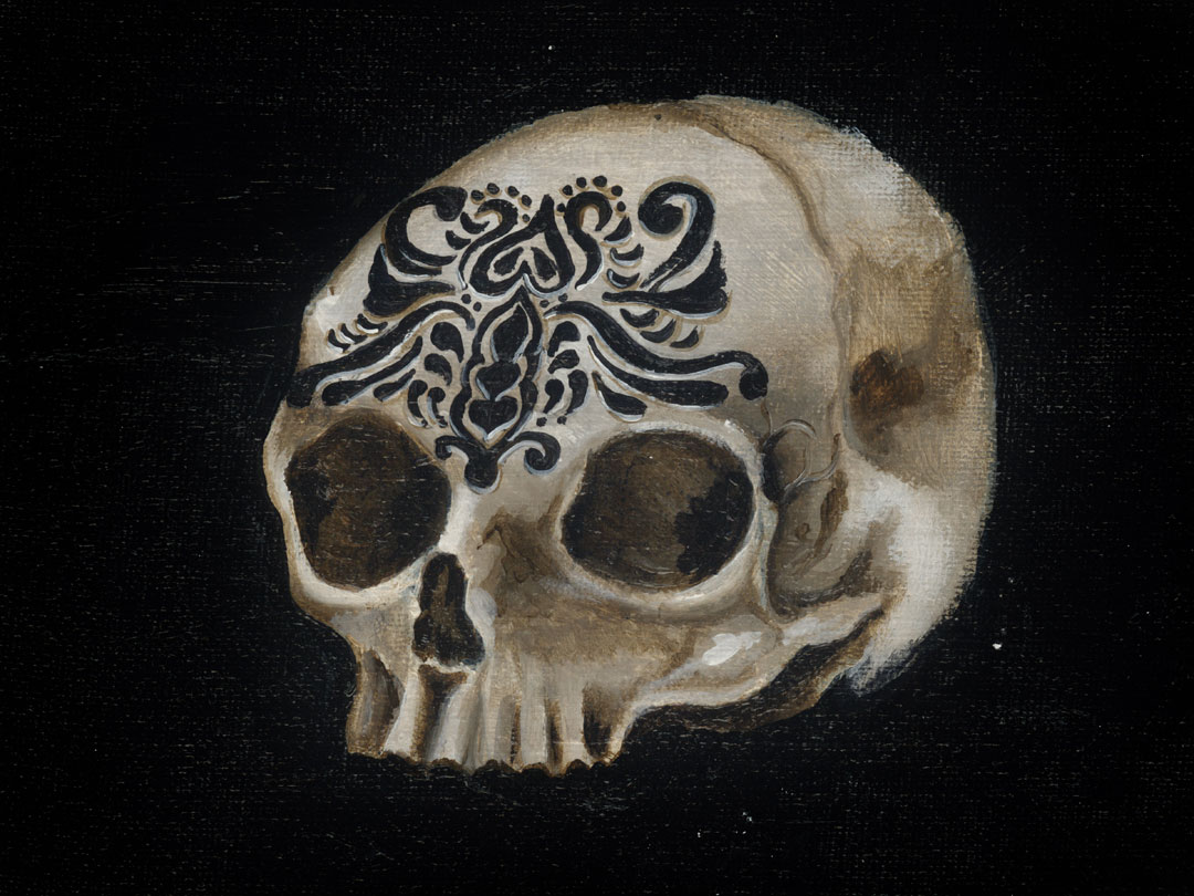 Skull, 8x6in graphite on canvas