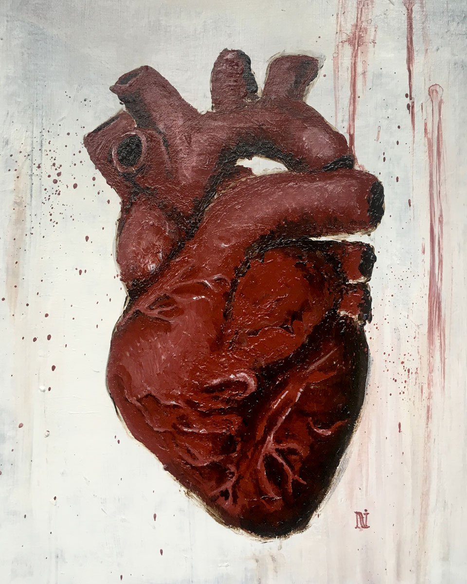 Heart, 12x16in acrylic on canvas panel
