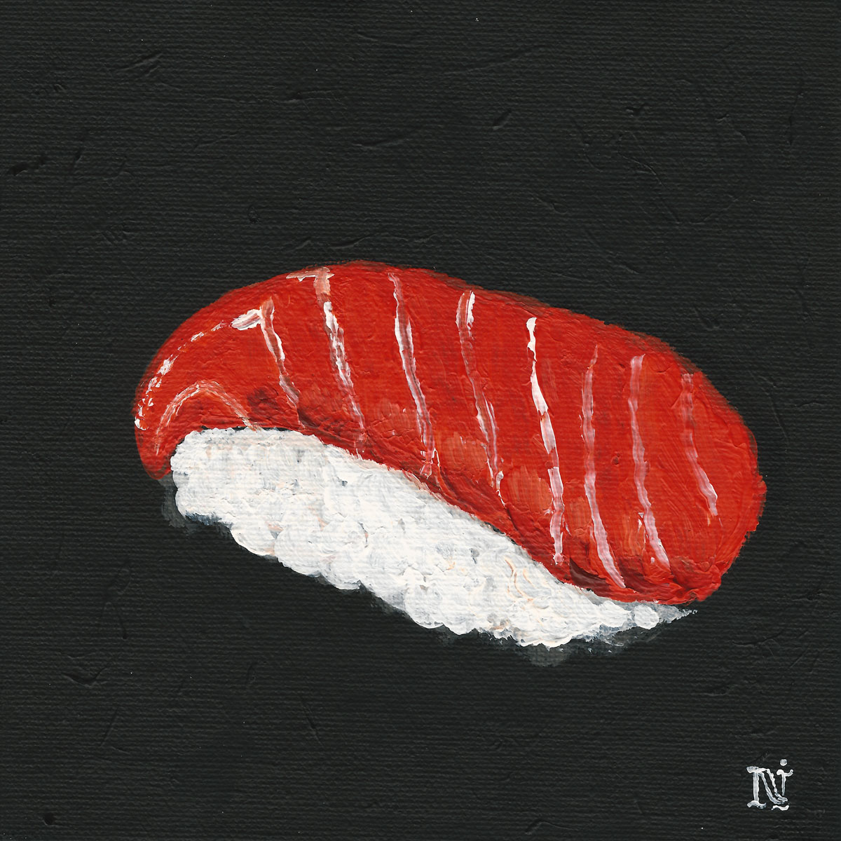 Sushi, 6x6in acrylic on canvas