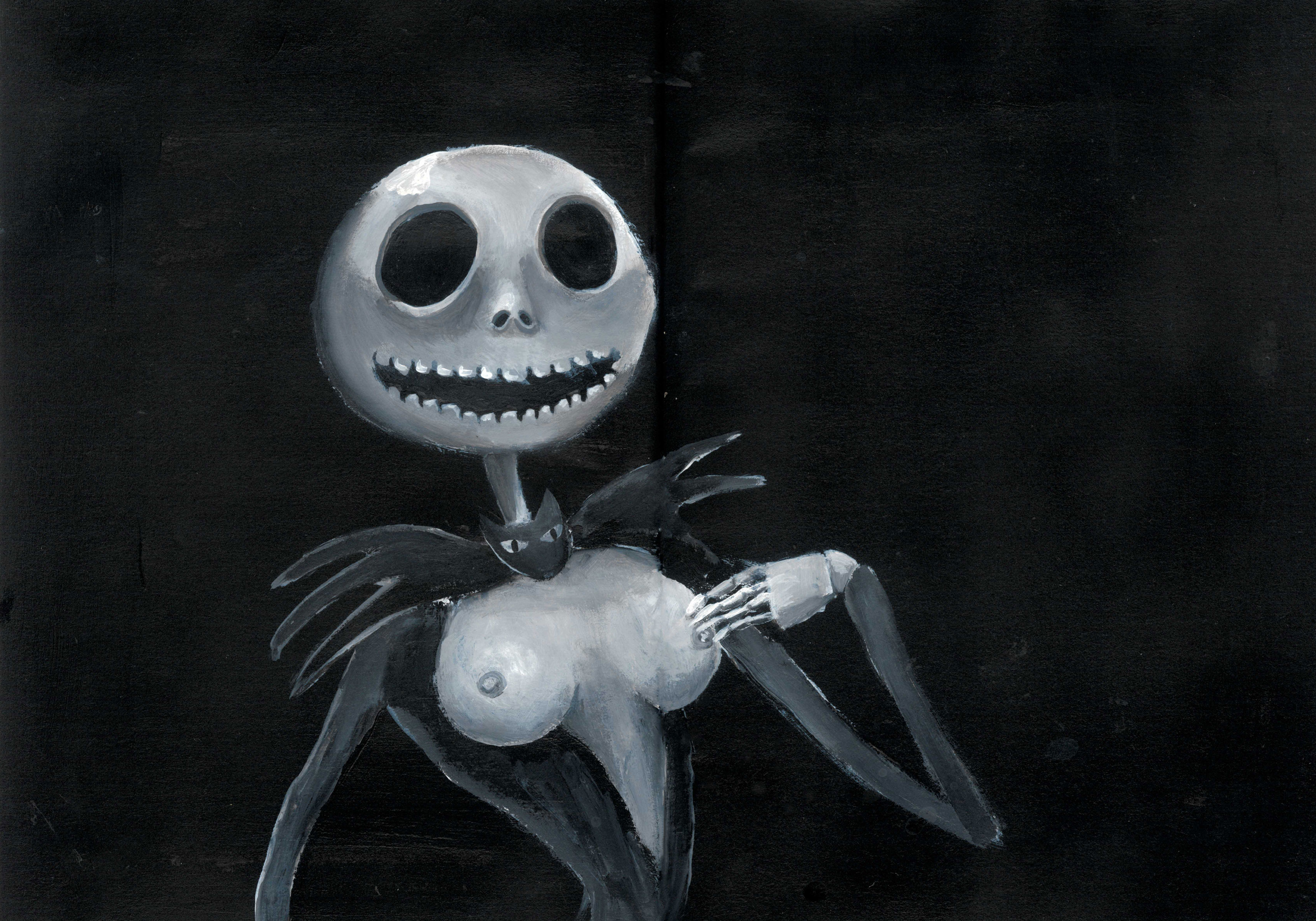 Mamma Skellington, 30x21cm acrylic on paper