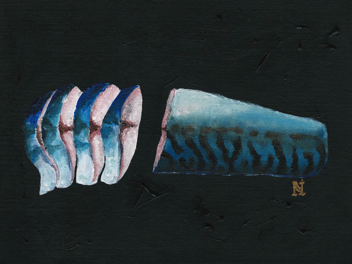 Mackerel, 18x24cm acrylic on canvas